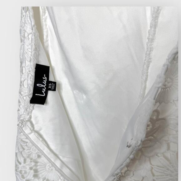 Lulus Romance Language Mini Dress XS | White Lace Backless Coquette Bachelorette - Picture 3 of 9